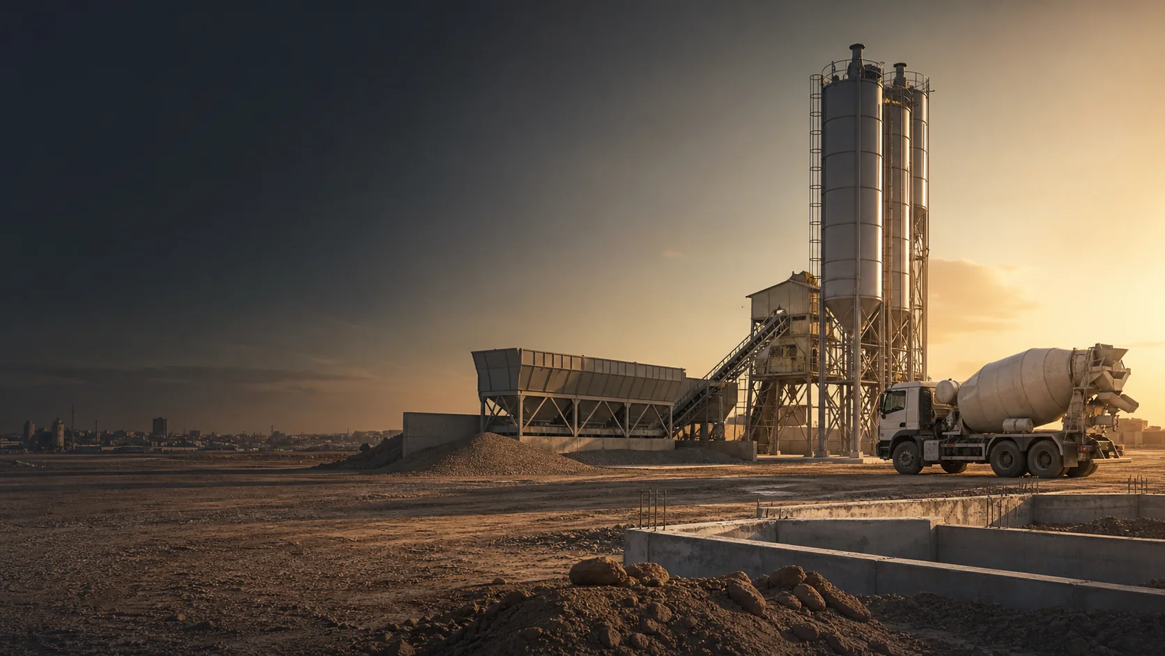 Editorial depiction of ready-mix concrete and construction capability in Kirkuk